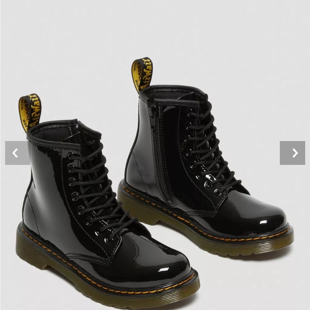 Black Patent Leather Lace-Up Boots